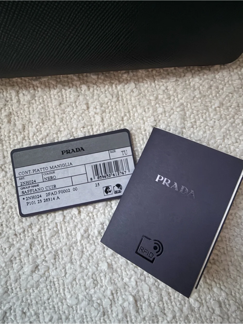 Prada Black Saffiano Leather Men’s  Wrist Strap Pouch